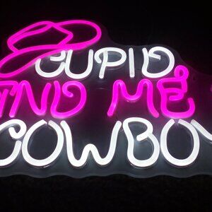 Cupid Find Me A Cowboy Neon Sign Led Light Up Signs for Wall Decor Usb